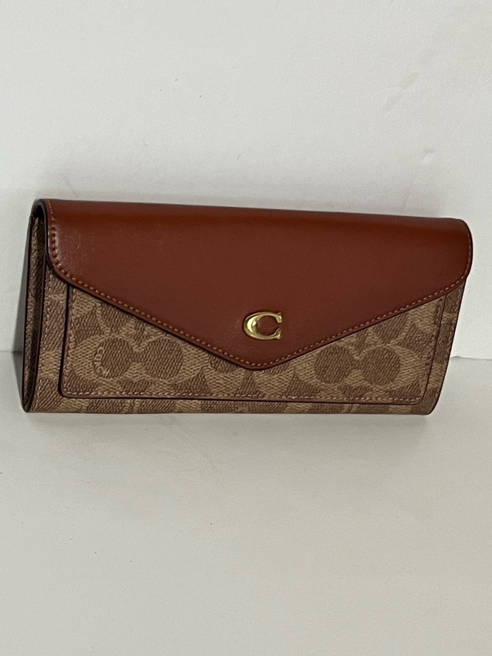 Coach Continental Wallet in Brown and Chestnut with Gold C Hardware